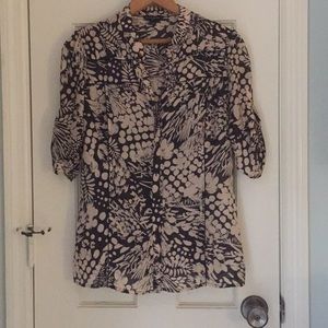 Tropical print button up blouse